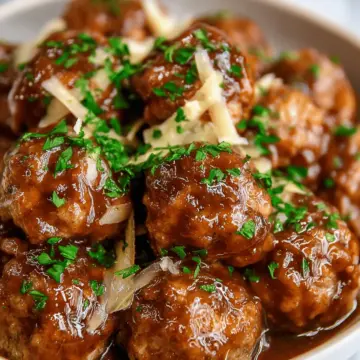 Crockpot French Onion Meatballs