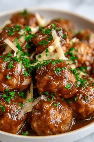 Crockpot French Onion Meatballs