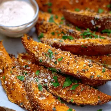 Garlic Parmesan Sweet Potato Wedges