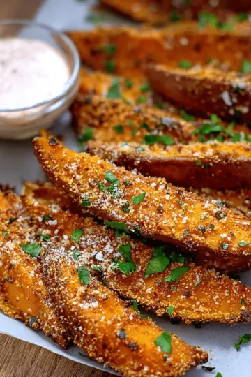Garlic Parmesan Sweet Potato Wedges