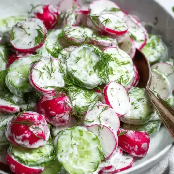 Cucumber Radish Salad w/ Yogurt Dill Dressing