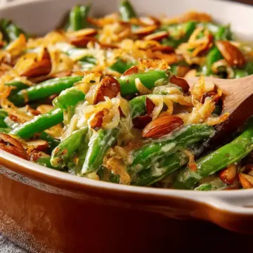 Green Bean Casserole with Goat Cheese, Almonds and Smoked Paprika