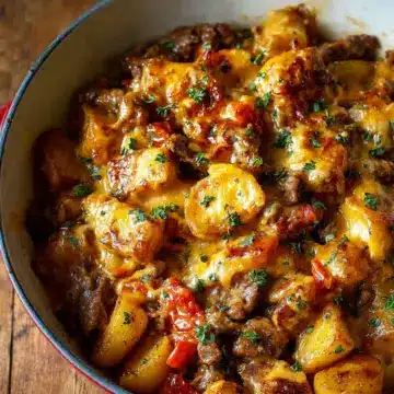 Cheesy One Pot Beef and Potatoes