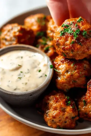 Creole Sausage Balls with Remoulade Dipping Sauce