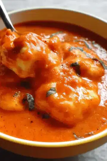 3 Ingredient Cheese Dumpling Tomato Soup