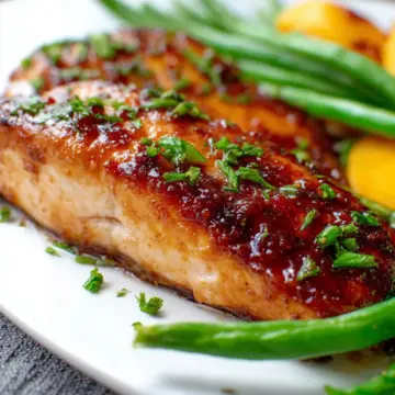 Date Night Bourbon Peach Glazed Salmon