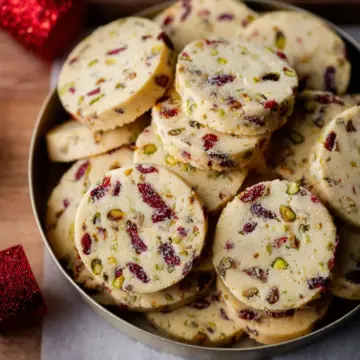 Cranberry Pistachio Shortbread Cookies