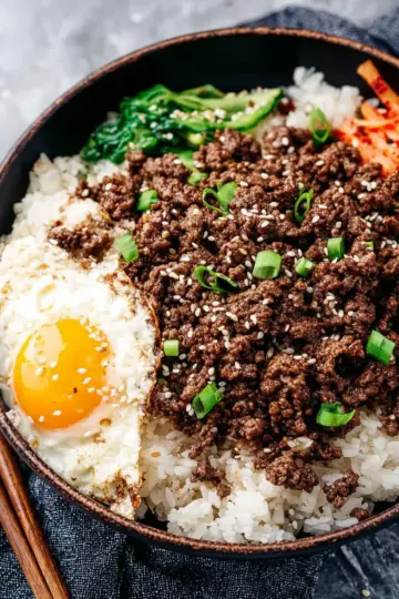 Korean Ground Beef and Rice Bowls
