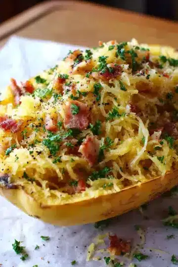 Keto Spaghetti Squash Carbonara