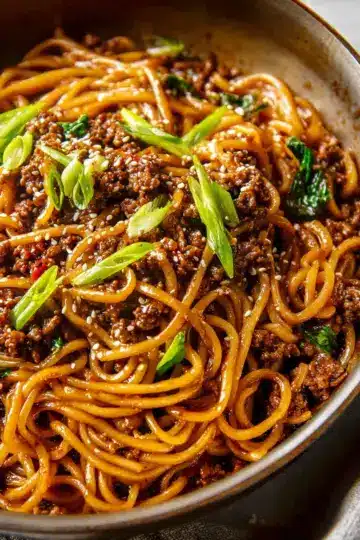 Mongolian Ground Beef Noodles