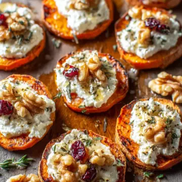 Sweet Potato Rounds with Herbed Ricotta and Walnuts