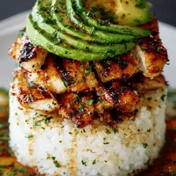 Honey Lime Chicken & Avocado Rice Stack