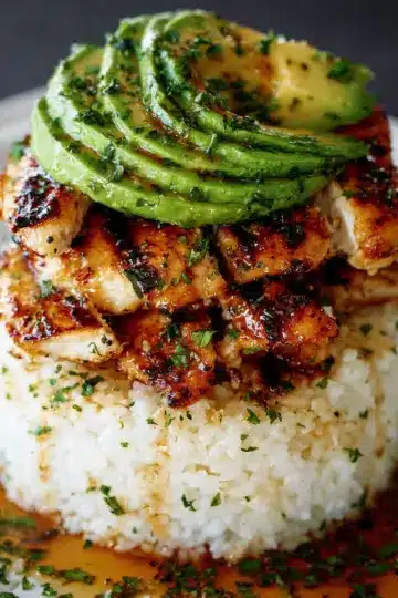 Honey Lime Chicken & Avocado Rice Stack