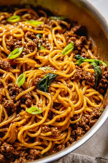 Mongolian Ground Beef Noodles