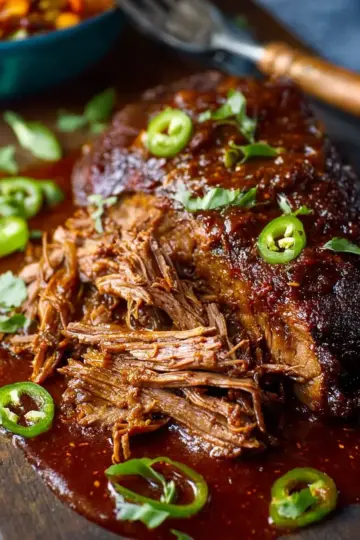 Caramelized Pulled Beef Brisket in a Rich Spicy Sauce