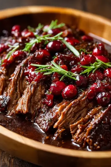 Fall-Apart Balsamic Beef with Cranberry Glaze
