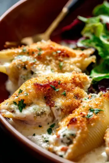 Baked Seafood-Stuffed Shells with Béchamel Sauce
